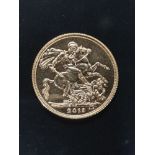 22CT GOLD FULL SOVEREIGN COIN 2013