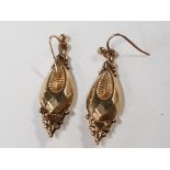 VINTAGE 9CT GOLD FANCY DROPLET EARRINGS, 1.9G