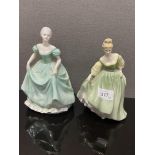 ROYAL DOULTON FIGURE HN 2193 FAIR LADY TOGETHER WITH COALPORT FIGURE HENRIETTA, COALPORT FIGURE