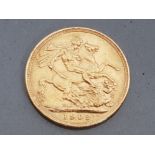 22CT GOLD 1902 FULL SOVEREIGN COIN