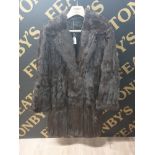 A BROWN MINK LADIES FUR COAT SIZE MEDIUM