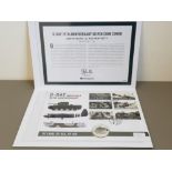 2019 D DAY 5 POUND SILVER PROOF COIN, FROM GUERNSEY ON D DAY FIRST DAY COVER WITH CERTIFICATE OF