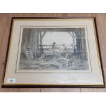 A WATERCOLOUR BY VICTOR NOBLE RAINBIRD (1887-1936) THE BOAT BUILDERS SIGNED AND INSCRIBED 26 X 35CM