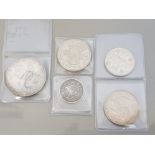 LOT COMPRISING OF 5 SILVER COINS INCLUDES GEORGE V 1935 ROCKING HORSE CROWN, 1935 HALF CROWN, 1930