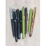 8 VARIOUS VINTAGE PENS INCLUDING PLATIGNUM SCRIPTO CONWAY ETC