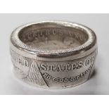 1921 MORGAN DOLLAR RING, 22.3G SIZE Z