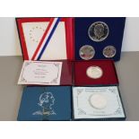 USA SILVER COINS INCLUDES 1976 3 COIN SILVER PROOF SET, 1982 HALF DOLLAR PROOF AND UNCIRCULATED