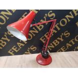VINTAGE ANGLEPOISE LAMP IN RUBY RED COLOUR, MADE IN ENGLAND