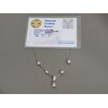 18CT WHITE GOLD MARQUIS AND PEAR SHAPE DIAMOND NECKLACE APPROXIMATELY 3.50CT, CLARITY P1 COLOUR E,