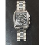 A STAINLESS STEEL EMPORIO ARMANI MENS WRISTWATCH AR-5331