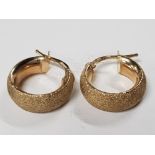 9CT GOLD FANCY CUFF STYLE HOOP EARRINGS, 2.9G