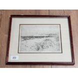 AN ETCHING BY GEORGE EDWARD HORTON (1859-1950) SEATON SLEUCE VILLAGE NORTHUMBERLAND SIGNED AND