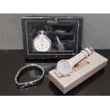 ITALIAN STAINLESS STEEL NOMINATION STYLE BRACELET TOGETHER WITH SECRET DREAMS WRISTWATCH AND BOXED