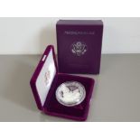 1991 USA 1 OUNCE PROOF SILVER EAGLE COIN IN ORIGINAL CASE WITH CERTIFICATE