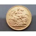22CT GOLD 1910 FULL SOVEREIGN COIN