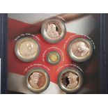 SET OF 6 WINSTON CHURCHILL COINS ISSUED BY LONDON MINT, INCLUDING 2015 TEN POUNDS 24 CARAT PROOF