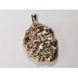 HEAVY 9CT GOLD NUGGET PENDANT, 23.2G