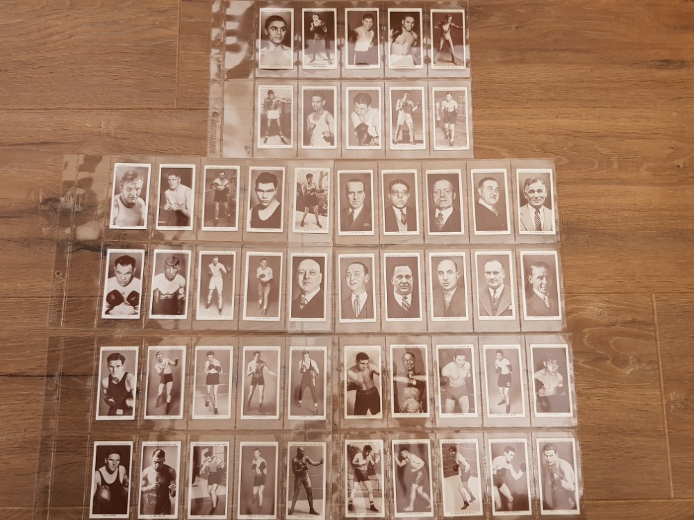 SET OF 50 1938 CHURCHMAN CIGARETTE CARDS OF BOXING PERSONALITIES, IN EXCELLENT CONDITION
