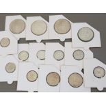 LOT OF 14 SILVER COINS COMPRISING OF SWITZERLAND 5 FRANK 1954, 1965 AND 1967, 1 FRANK 1920, 1945 AND