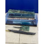 4 SUBMARINE MODELS PART CASED PROJECT TO COMPLETE 2 NEAR COMPLETE