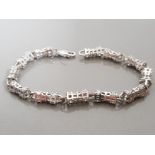 WHITE GOLD CUBIC SET ORNATE BRACELET, 16.4G