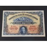 COMMERCIAL BANK OF SCOTLAND LTD 5 POUNDS BANKNOTE DATED 1.12.1944, SERIES 15/M 29432