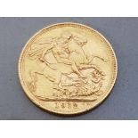 22CT GOLD 1912 FULL SOVEREIGN COIN