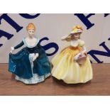 ROYAL DOULTON FIGURE JANINE HN 2461 TOGETHER WITH COALPORT FIGURE AMY