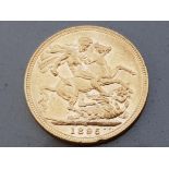 22CT GOLD 1895 FULL SOVEREIGN COIN