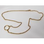 18CT GOLD 26INCH BELCHER STYLE CHAIN WITH FIXED HOOP PENDANT, 22.7G