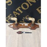 DEERSFOOT DOUBLE COAT HOOK AND TAXIDERMY LIZARD FOOT HANDLED LETTER OPENER