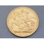 22CT GOLD 1903 FULL SOVEREIGN COIN