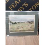 A FRAMED PASTEL DRAWING OF NORTHUMBRIAN HARVEST BILTON BANKS SIGNED AND DATED PETER GRAY 1981 35CM