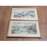 A PAIR OF WATERCOLOURS BY THOMAS SWIFT HUTTON (1875-1936) ST GEORGE'S BAY TYNEMOUTH AND TABLE