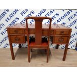 20TH CENTURY CHINESE HARDWOOD DESK WITH MATCHING CHAIR