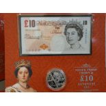 UK ROYAL MINT 2001 VICTORIAN 2 PIECE ANNIVERSARY PACK WITH 5 POUND SILVER PROOF COIN AND 10 POUND