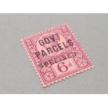 STAMPS OFFICAL GOVERNMENT PARCELS 1887-90 6D PALE/ROSE RED OVERPRINTED SPECIMEN FINE MINT