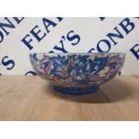CHARLOTTE RHEAD FOR CROWN DUCAL A LARGE FLORAL PATTERN BOWL (REPAIRED) FACTORY MARK AND SIGNED 33.