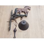 CAST METAL WALL HANGING HORSE BELL