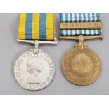 QUEENS KOREA AND UNITED NATIONS PAIR OF MEDALS AWARDED TO 22596869 PTE.A.HARDYS DURHAM LIGHT