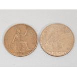 GEORGE VI 1950 AND 1951 ONE PENNY COINS, SCARCE DATES