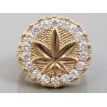 9CT GOLD AND CZ SET CANNABIS LEAF PATTERN RING, 9.2G SIZE T1/2