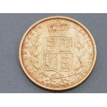 22CT GOLD QUEEN VICTORIA 1851 SHIELD BACK SOVEREIGN COIN