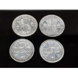 GEORGE V AND VI .500 SILVER COINS 2 HALF CROWNS AND 2 FLORINS UG CONDITION. 4