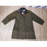 A BARBOUR 3/4 LENGTH WAX COAT SIZE MEDIUM