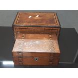 2 VERY NICE ANTIQUE INLAID WOODEN CHESTS 8.5 X 3.5 X 6 INCHES 10.5 X 5 X 8 INCHES