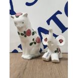 A PLICHTA CAT AND ELEPHANT WITH HANDPAINTED DECORATION