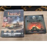 2 MILITARY RELATED WARGAMES, TANKS THE WORLD WAR II SKIRMISH GAME AND WORLD OF TANKS RUSH