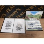 TWO SMALL PORTFOLIOS WITH CHARCOAL AND PASTELS BY JIM PARRACK. 52 APPROX