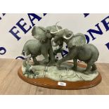 A LARGE HAND CRAFTED LIMITED EDITION THUNDERING PLAINS LENOX ELEPHANT ORNAMENT FROM 1999 2303/2500